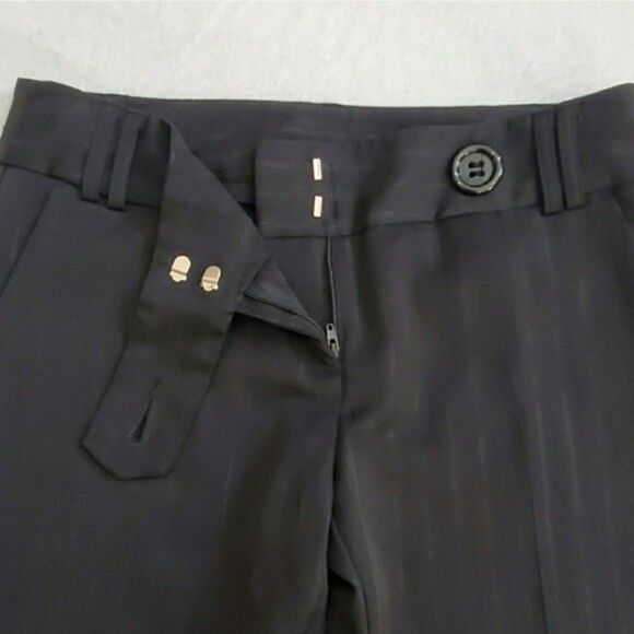 Copper Key Black Pinstriped Wide Leg Cuffed Pants Size 7 - Picture 8 of 9